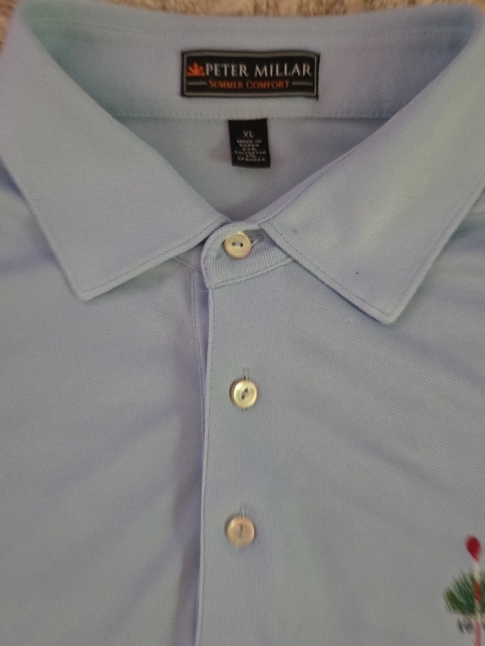 Peter Millar Merion Golf Club Blue Long Sleeve Polo - Men's XL Flawless